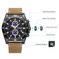 MEGIR Fashion Watches for Men Leather Strap Sport Military Wristwatch Man Quartz Watch Waterproof Chronograph with Calendar 2132
