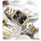 CURREN Luxurious Elegant Women's Watches Classic Rectangular Dial with Rhinestones Luminous Hands Waterproof