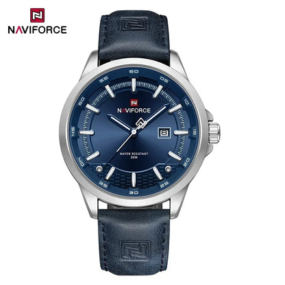 NAVIFORCE Luxury Brand Watch Alloy Case Leather Band Men Watches Quartz Sports Wristwatch Male Calendar Clock Gift reloj hombre