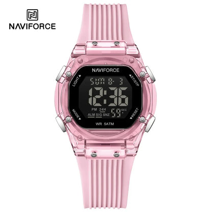 NAVIFORCE Women Watch Luxury Polygon Dial Elegant Comfortable 50M Waterproof Silicone Band Fashion Women Gift Electronic Watches