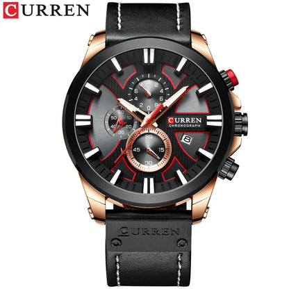 CURREN Men's Chronograph Watch Quartz Movement Luminous Hands Casual Sport Watch for Men Auto Date Waterproof Clock