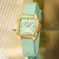 CURREN Elegant Simple Watch for Women Luxury Dress Square Dial Silicone Strap with Luminous Hands New Quartz Wristwatch
