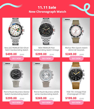 Mechanical Watch MERKUR ST1901 Watch Vintage Chronograph Watch for Men Pilot Relojes Para Hombre Sapphire Relogio Panda