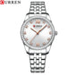 CURREN Classy Dress Watches for Women Stainless Steel Band Clock Female Rhinestone Dial Slim Wristwatches Ladies