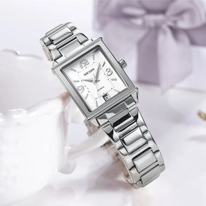 MEGIR Silver Women Watches Top Brand Luxury Waterproof Watch Bracelet Fashion Stainless Steel Bracelet Wristwatch for Women 1079