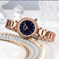 CURREN Luxury Brand Women's Wristwatches with Starry Sky Dial Stainless Steel Band Quartz Watches Ladies Rhinestones Clock