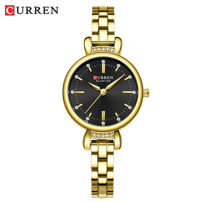 CURREN-Elegant Dress Watch for Women, Luxurious and Exquisite, 28mm Dial with Shinning Rhinestone, Quartz Wristwatch, New