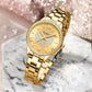 CURREN Luxury Rhinestones Rose Dial Fashion Watches with Stainless Steel Band New Quartz Wristwatches for Women