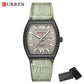 CURREN Luxury Brand Men's Quartz Watch Unique Design Business Tonneau Dial with Day Date Display Luminous Hands Vintage Style