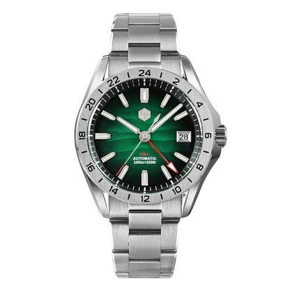 San Martin New 39mm Desert Texture Luxury Men Business Dress GMT Watch NH34 Automatic Mechanical Waterproof 100m Luminous SN0129