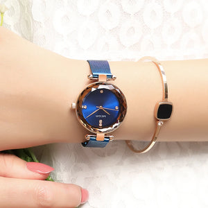 MEGIR Luxury Rose Gold Watch Women Bracelet Casual Quartz Wristwatches Steel Mesh Band Waterproof Ladies Watches Reloj Mujer