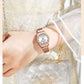 CURREN Classy Dress Watches for Women Stainless Steel Band Clock Female Rhinestone Dial Slim Wristwatches Ladies