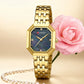 CURREN Luxury Minimalist Women's Watch with Stainless Steel Bracelet Elegant Dress Quartz Wristwatches with Shell Dial