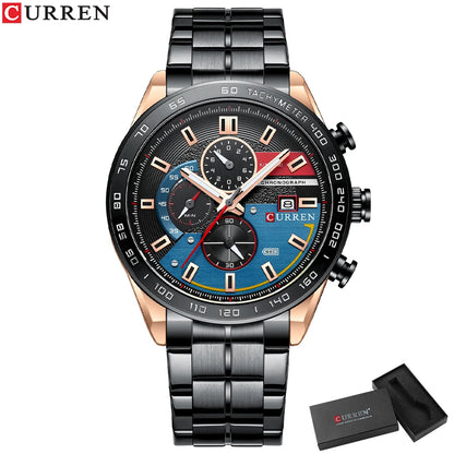 CURREN New Stylish Men's Watches Big Face 48mm Chronograph Dial Sport Quartz Wristwatches Luminous Hands Auto Date