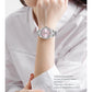 CURREN NEW Luxury Stainless Steel Wristwatches for Ladies Romantic Rose Pink with Rhinestones Roman Numeral Dial