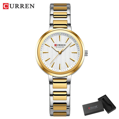 CURREN Luxury Slim Watch for Women Elegant Minimalist Dial Quartz Wristwatches Ladies with Luminous Hands Waterproof 9109
