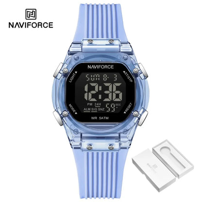 NAVIFORCE Women Watch Luxury Polygon Dial Elegant Comfortable 50M Waterproof Silicone Band Fashion Women Gift Electronic Watches