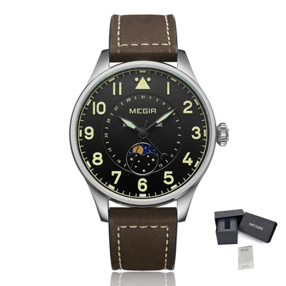 MEGIR Fashion Sport Quartz Watches for Men Luxury Business Casual Wristwatch Waterproof Date Clock Moon Phase Reloj Hombre 4193
