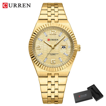 CURREN Women's Watch New Two- Tone Bracelet Quartz Wristwatch with Luminous Hands Luxury Shiny Dial with Stainless Steel Band