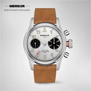 Mechanical Watch MERKUR ST1901 Watch Vintage Chronograph Watch for Men Pilot Relojes Para Hombre Sapphire Relogio Panda