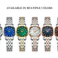 CURREN Ladies Watch with Two-Tone Stainless Steel Bracelet 28mm Dial with Rhinestones Markers Shimmering Shell Dial Elegant Idea