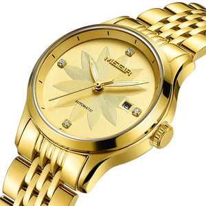 MEGIR Fashion Business Casual Watch for Women Sapphire Automatic Mechanical Wristwatch Ladies Stainless Steel Female Date Clock