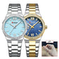CURREN Luxury Elegant Wristwatches with Stainless Steel Band,Stylish Quartz Watch with Sparkling Rhinestone Dial for Gift