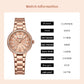 CURREN Quartz Wristwatches for Wommen Luxury Rhinestones Rose Dial Fashion Watches with Stainless Steel Band New