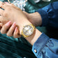 CURREN NEW Luxury Stainless Steel Wristwatches for Ladies Romantic Rose Pink with Rhinestones Roman Numeral Dial