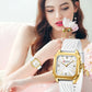 CURREN Chic Elegant Women's Watch Square Minimalist Dial with Luminous Hands Luxury Simple Quartz Wristwatch Ladies