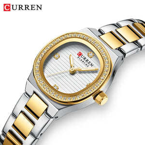 CURREN Fashion Casual Quartz Wristwatches for Women Simple Dress Watch Ladies Stainless Steel Bracelet with Luminous Hands