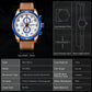 MEGIR Chronograph Sport Watch for Men Leather Strap Quartz Military Wristwatch Waterproof Calendar Clock Relogio Masculino 2082