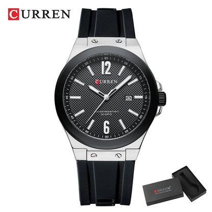 CURREN Fashion Minimalist Men's Watch with Date Display Casual Silicone Strap Quartz Wristwatches Luminous
