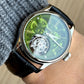 Merkur 100% Tourbillon Watch Transparency Skeleton Men's Sapphire Watch For Men Green Mechanical Wristwatch Relogio Masculino