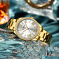 CURREN NEW Luxury Stainless Steel Wristwatches for Ladies Romantic Rose Pink with Rhinestones Roman Numeral Dial