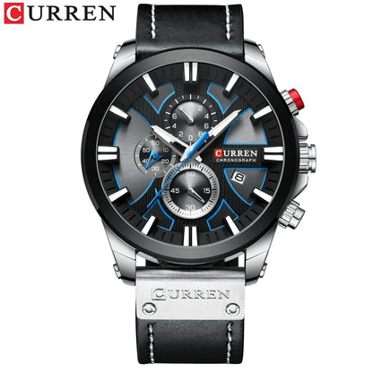 CURREN Men's Chronograph Watch Quartz Movement Luminous Hands Casual Sport Watch for Men Auto Date Waterproof Clock