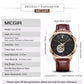 MEGIR Retro Men's Wristwatch Luxury Automatic Mechanical Watches Leather Sapphire 5ATM Waterproof Watch Relogio Masculino 62073