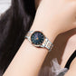 CURREN Ladies Watch with Two-Tone Stainless Steel Bracelet 28mm Dial with Rhinestones Markers Shimmering Shell Dial Elegant Idea