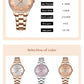 CURREN Luxury Rhinestones Rose Dial Fashion Watches with Stainless Steel Band New Quartz Wristwatches for Women