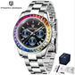 PAGANI DESIGN PD1644 Men Quartz Watch Rainbow Bezel Stainless Steel 100M Waterproof Men Watch VK63 Sapphire Chronograph