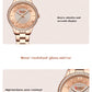 CURREN Luxury Rhinestones Rose Dial Fashion Watches with Stainless Steel Band New Quartz Wristwatches for Women