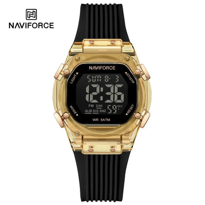 NAVIFORCE Women Watch Luxury Polygon Dial Elegant Comfortable 50M Waterproof Silicone Band Fashion Women Gift Electronic Watches
