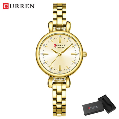CURREN-Elegant Dress Watch for Women, Luxurious and Exquisite, 28mm Dial with Shinning Rhinestone, Quartz Wristwatch, New