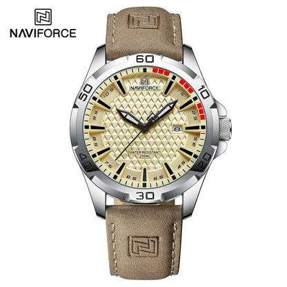 Naviforce Brand Luxury Men Watches Leather Strap Male Waterproof Military Wristwatch Quartz Date Clock Relogio Masculino 2023