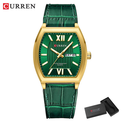 CURREN Elegant Men's Watch with Day-Date Display Formal Classic Quartz Wristwatch with Luminous Hands Casual Wear Gift for Him