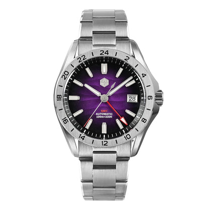 San Martin New 39mm Desert Texture Luxury Men Business Dress GMT Watch NH34 Automatic Mechanical Waterproof 100m Luminous SN0129
