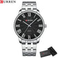 CURREN New Simple Style Stainless Steel Wristwatches for Men Luxury Brand Business Quartz Watch with Roman Numbers
