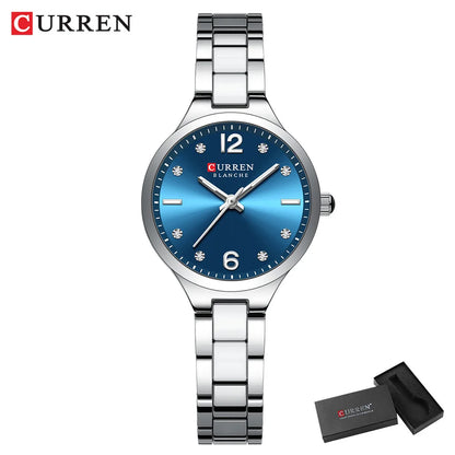 CURREN Luxury Brand Watches for Women Simple Dress Quartz Stainless Steel Wristwatch with Luminous Hands Ladies Clock