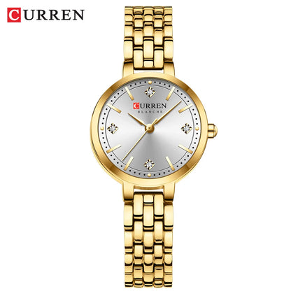 CURREN Luxury Women's Rhinestones Dial Quartz Watch Stainless Steel Band Stylish Elegant Ladies Wristwatches
