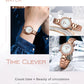 CURREN Luxury Brand Women's Wristwatches with Starry Sky Dial Stainless Steel Band Quartz Watches Ladies Rhinestones Clock